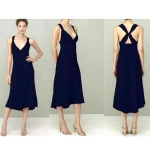 J Crew Navy Silk Criss-cross Back Midi Dress - 12